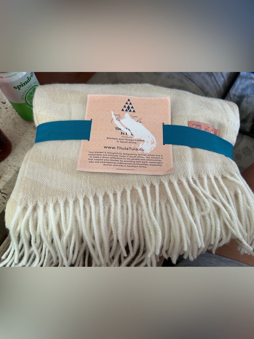 NWT Thula Tula Cream & Beige South African Zebra Blanket Throw